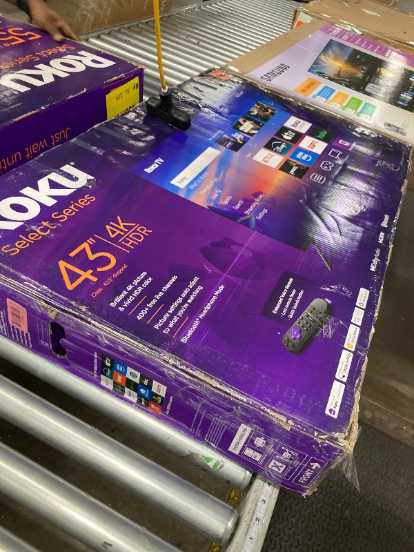 Photo 1 of ** NO REFUNDS, NO RETURNS** Roku Smart TV – 43-Inch Select Series, 4K HDR TV – RokuTV with Enhanced Voice Remote – Flat Screen LED Television with Wi-Fi for Streaming Live Local News, Sports, Family Entertainment