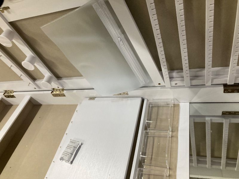 Photo 1 of **NO KEY/UNLOCKED**Songmics Home - SONGMICS 6 LEDs Lockable Standing Jewelry Cabinet with Full-Length Mirror, White - Cloud White