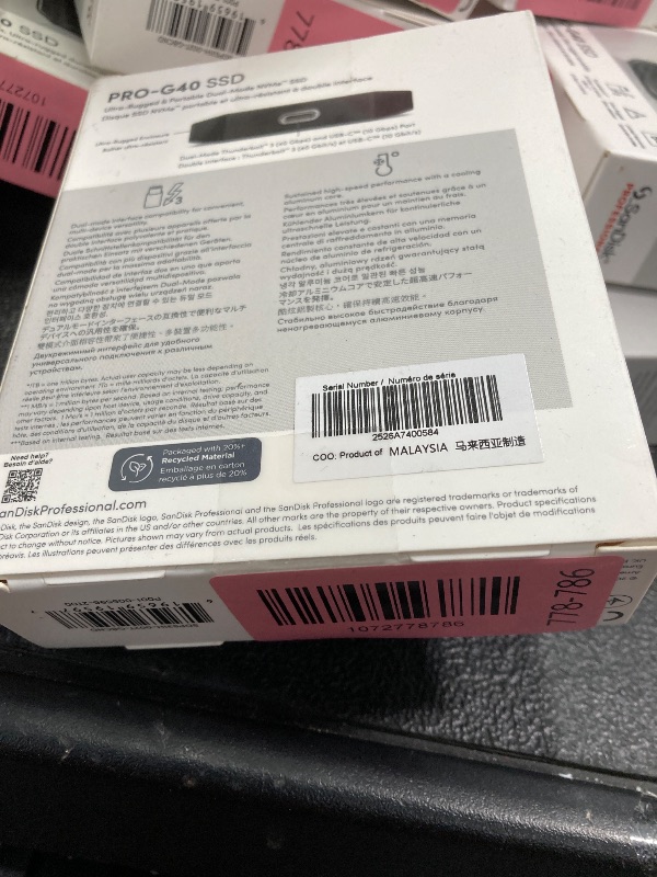 Photo 1 of *** FACTORY SEALED, NO RETURNS , NO REFUNDS IF OPENED *** 

SanDisk Professional 2TB PRO-G40 SSD - Up to 2700MB/s, Thunderbolt 3 (40Gbps), USB-C (10Gbps), IP68 dust/Water Resistance, External Solid State Drive - SDPS31H-002T-GBCND