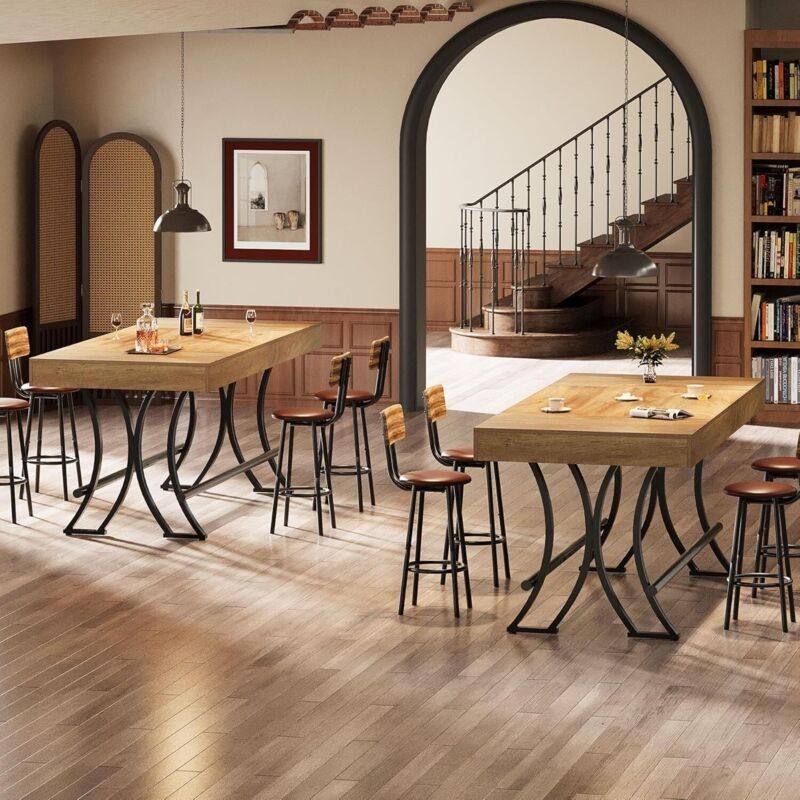 Photo 1 of ***Open to show****
***Factory seal***

Tribesigns Rectangular Bar and Pub Table, 160 cm High, with Metal Footrest – Rectangular Dining Table for Kitchen or Industrial-Style Bar