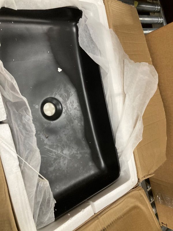 Photo 1 of 
***Need to be clean ****
KARAMAG Black Vessel Sink Rectangle 24"x14" Bathroom Sink Above Counter Porcelain Ceramic Small Sink Bowl Ceramic Vessel Sinks for Bathrooms