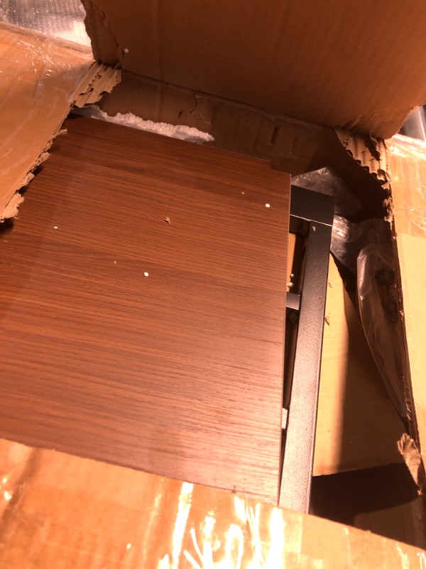 Photo 1 of ***MISSING PARTS***
Mixcous Full Size Loft Bed with Desk & Open Shelves, Heavy Duty Metal Bed Frame with Safety Guardrails & Ladder, Loft Beds with Vintage Wood Finish L-Shaped Desk, Black