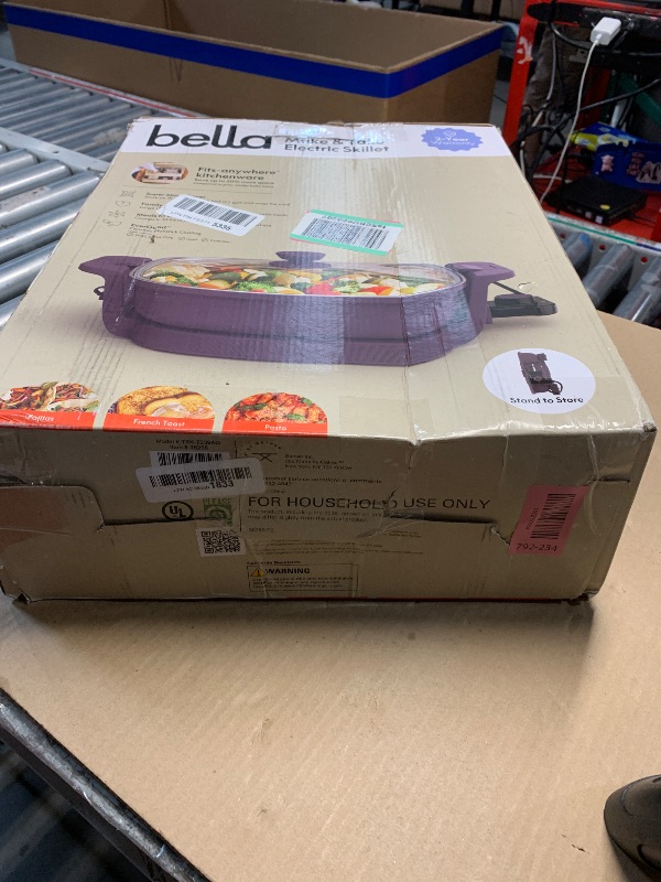 Photo 1 of *broken on bottom end* functions* bella Make & Take Electric Skillet, Fits-anywhere™ kitchenware, EverGood™ Ceramic Coating, Adjustable Temperature & Dishwasher-Safe Tempered Glass Lid, Cast Aluminum Base, 1200 Watt, Plum