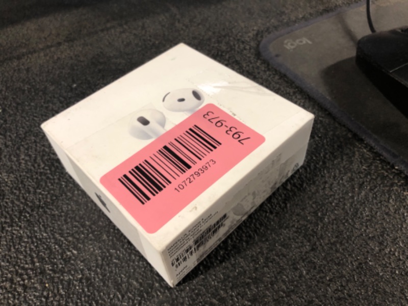 Photo 1 of ***DAMAGED - SEE NOTES/PICTURES*** Apple AirPods 4 Wireless Earbuds, Bluetooth Headphones, Personalized Spatial Audio, Sweat and Water Resistant, USB-C Charging Case, H2 Chip, Up to 30 Hours of Battery Life, Effortless Setup for iPhone