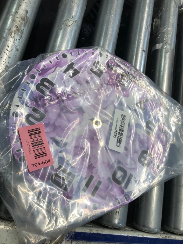 Photo 1 of ***DAMAGED - SEE NOTES/PICTURES***NOMEDOGYIM Purple Flowers Wall Clock Battery Operated Blooming Peony Wall Clock Silent Non Ticking Quality Quartz 10 Inch Round Easy Clock to Read for Home Office