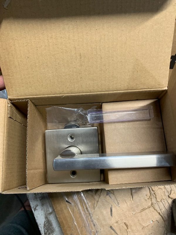 Photo 1 of ***MISSING PARTS***Kwikset San Clemente Front Door Handle No Lock, Entry Handleset Exterior with Interior Reversible Handed Lever, Non-Locking, Satin Nickel, Deadbolt Not Included, with Microban Protection