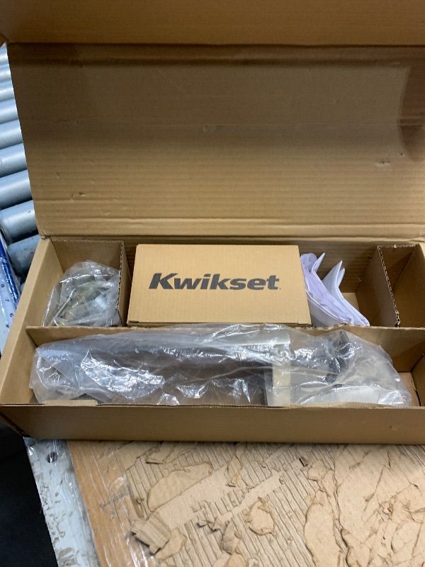 Photo 1 of ***MISSING PARTS***Kwikset San Clemente Front Door Handle No Lock, Entry Handleset Exterior with Interior Reversible Handed Lever, Non-Locking, Satin Nickel, Deadbolt Not Included, with Microban Protection