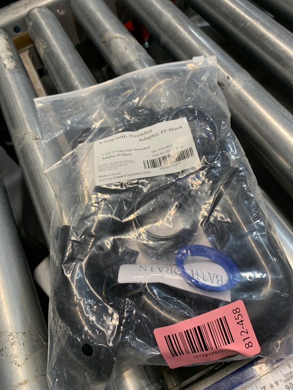 Photo 1 of (1 Pack) Yariwiz Black P Trap 1 1/2 Inch for Bathroom Kitchen Sink Drain Pipe Tubular Kit with Black Threaded Adapter and Blue TPE Washer KSD-001B