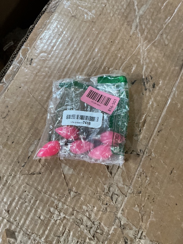 Photo 1 of ** missing one bulb **
6 Pack BlueX LED Pink Light Bulb - 4W (40Watt Equivalent) - E12 Base LED Pink Bulb, Party Decoration, Porch, Home Lighting, Holiday Lighting, Chandelier Light Bulbs, Candelabra Bulbs