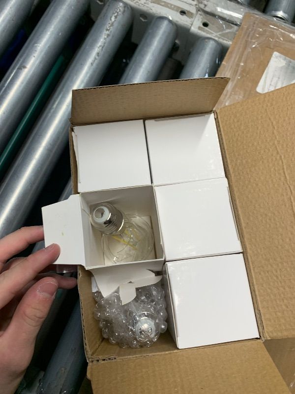 Photo 1 of ***DAMAGE SEE NOTES/IMAGES***
FLSNT 100W Equivalent LED Edison Bulbs, ST19/ST58 Dimmable LED Light Bulbs for Kitchen, Dining Room, High Brightness with 1000LM, 5000K Daylight, 8W, E26 Base, 6 Pack
