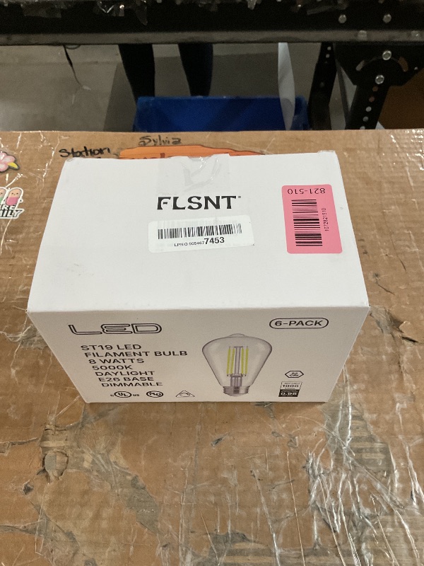 Photo 1 of ***DAMAGE SEE NOTES/IMAGES***
FLSNT 100W Equivalent LED Edison Bulbs, ST19/ST58 Dimmable LED Light Bulbs for Kitchen, Dining Room, High Brightness with 1000LM, 5000K Daylight, 8W, E26 Base, 6 Pack