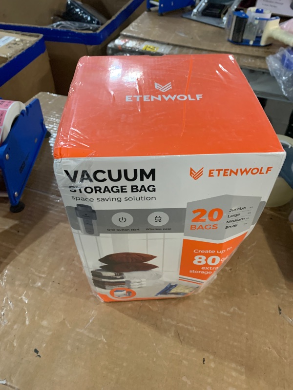 Photo 1 of ***** Factory sealed********ETENWOLF 20 Pack Vacuum Storage Bags with Rechargeable Wireless Pump, Vacuum Seal Bags for Clothes and Travel, Space Saver Bags in Multiple Carry-On Sizes, Perfect for Luggage and Suitcases