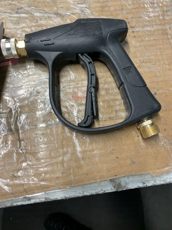 Photo 1 of *****STOCK PHOTO FOR REFERENCE ONLY*****
**no extra pieces**
RIDGE WASHER Pressure Washer Gun 5000 PSI with Nozzle Bracket, 12 GPM, Power Washer Trigger Gun with 1/4" Quick Connector, 360° Swivel 3/8'' NPT Thread, M22-14 mm and M22-15 mm Fitting