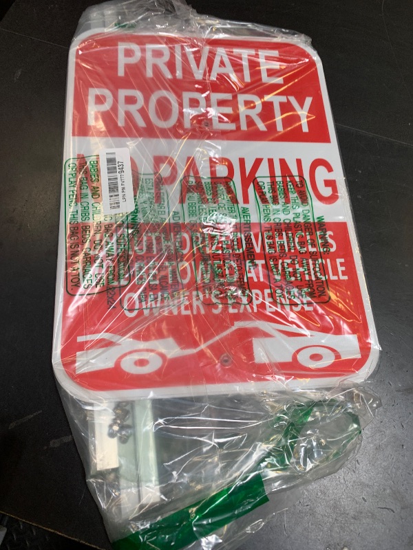 Photo 1 of (2 Pack) Large Private Property No Parking Sign with Stake 36" Tall | 14" x 10" Vehicle Towed At Owner's Expense Sign, Reflective Rust Free Aluminum, UV Protected, Fade Resistance, Easy to install