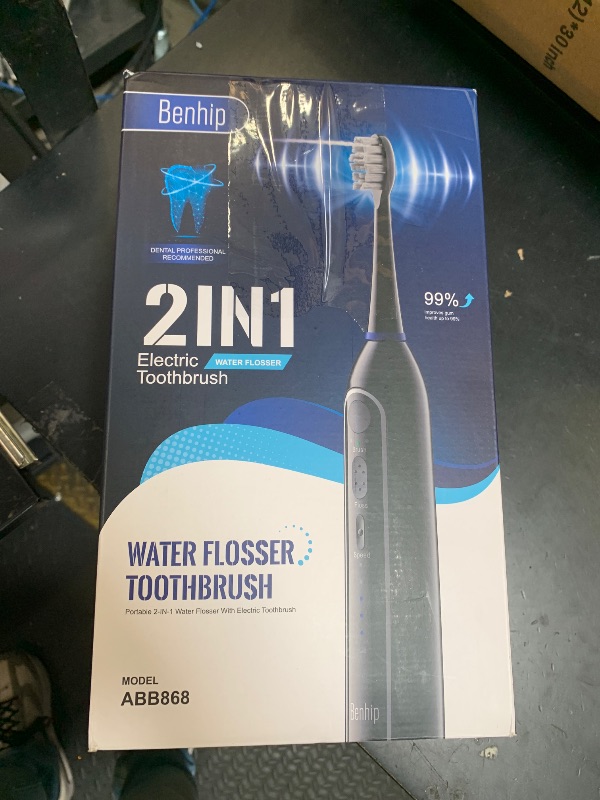 Photo 1 of Electric Toothbrush with Water Flosser – 3 Sonic Toothbrush Modes & 5 Water Flossing Pressure – Fast Charging & IPX7 Waterproof – Portable Travel Case Included, Gray