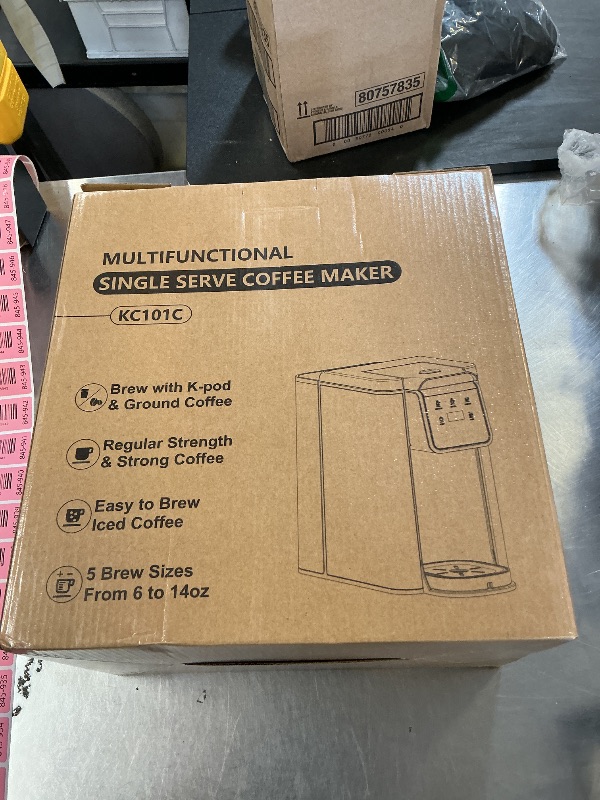Photo 1 of **USED** Karosie K Cup Coffee Maker, Hot & Iced Coffee Maker for K Cup and Grounds, 6-14 Oz Brew Sizes, 50oz Removable Tank, Single Cup Coffee Maker with Descaling Reminder, Stainless Steel, Black