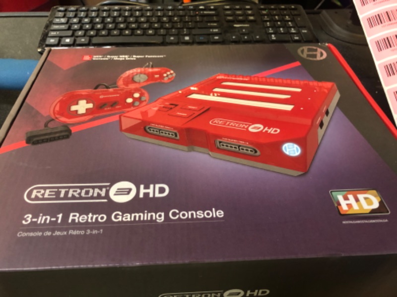 Photo 1 of Hyperkin RetroN 3 HD 3-in-1 Retro Gaming Console for NES/Super Famicom/Genesis/Mega Drive/Super NES (SNES) -Jasper Red