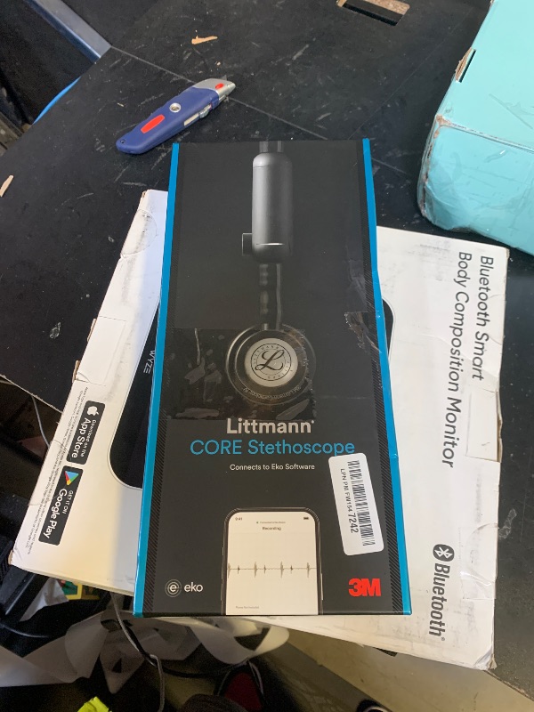 Photo 1 of 3M Littmann CORE Digital Stethoscope, Our Most Advanced Stethoscope Yet, Up To 40x Amplification, Active Noise Cancellation, In-App Sound Wave Visualization, Black-Finish Chestpiece, 8480