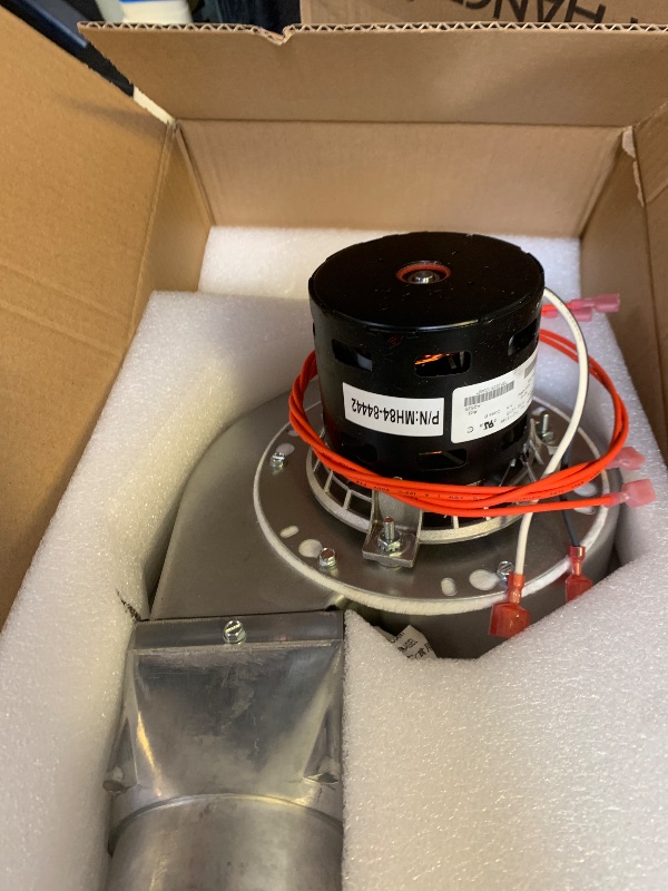 Photo 1 of Hiorucet PU-076002B Combustion Exhaust Blower Fan for Englander/England Pellet Stove 55-SHP10, 55-TRP22, 55-SHP22, 55-SHP22E, 55-SHPCB120, 55-SHPEP, 55-SHP10L, 55-TRP10, 55-SHP15 with Housing & Gasket