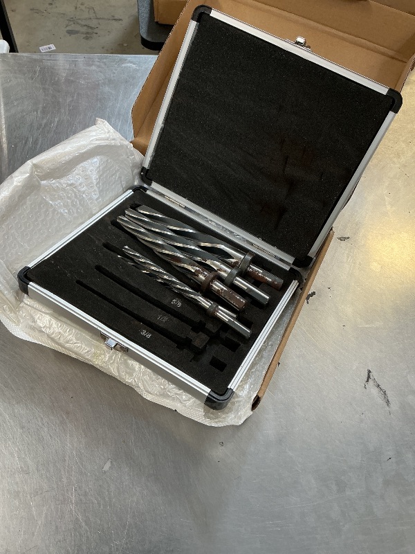 Photo 1 of Reamer Bit Set for Steel Metal Wood,5PCS M2 HSS Tapered Reamer Drill Bit Set-,3/8",1/2",5/8",3/4",1" Bridge/Construction Fit 1/2" Round Shank Chuck Alloy to Align Existing Hole and Enlarge Hole