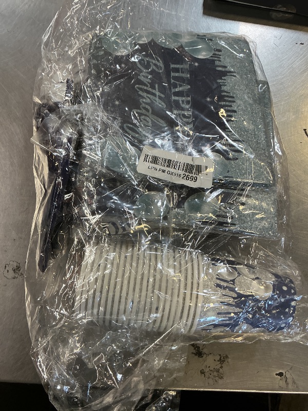 Photo 1 of 10 Year Old Birthday Decorations Tableware,142pcs Navy Blue and Sliver Double Digits Birthday Plates and Napkins Cups Tablecloth for Boys 10th Boy Party Decorations