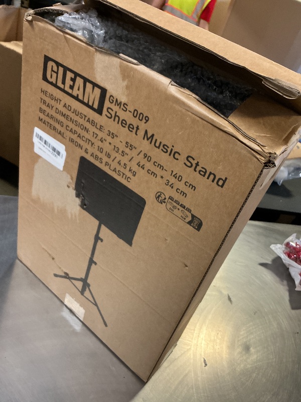 Photo 1 of GLEAM Sheet Music Stand - Full Metal with Carrying Bag, Phone Holder, Sheet Music Folder and Clip, 5 in 1 Desktop Book Stand - Black