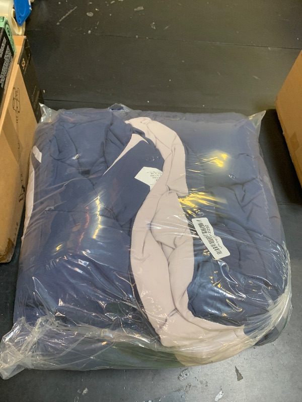 Photo 1 of Basic Beyond King Size Comforter Set - Navy Blue Comforter Set King Size, Reversible King Bed Comforter King Set for All Seasons, Navy/Grey, 1 Comforter (104"x92") and 2 Pillow Shams (20"x36"+2")