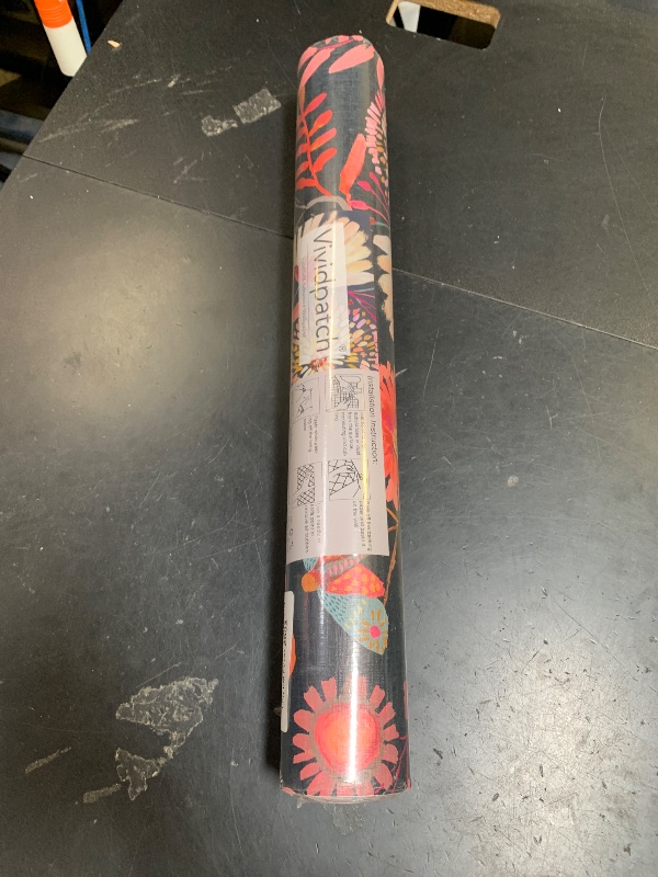 Photo 1 of Vividpatch Wallpaper Peel and Stick Floral Wall Paper Removable Waterproof Navy/Pink/Orange Contact Paper for Bedroom, Bathroom, Home Wall 17.3" x 393.7"