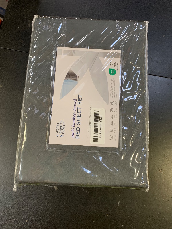 Photo 1 of Hotel Sheets Direct 4 Piece Bed Sheet Set King Size, 100% Viscose Derived from Bamboo Sheets Set with 2 Pillowcases, Cooling & Breathable Luxury Bedding, Moisture-Wicking & Silky Soft, Dark Gray