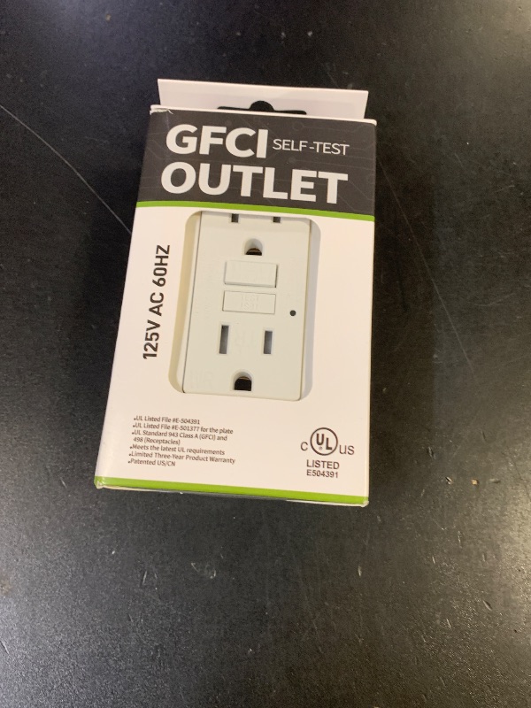 Photo 1 of 1-Pack 15 Amp GFI Electrical GFCI Outlet Self-Test Tamper Resistant (TR) Weather Resistant (WR) Ground Fault Receptacle with LED Indicator UL Listed Standard Wall Plate Included White