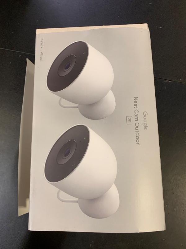 Photo 1 of Google Nest Cam Outdoor (Wired, 2nd Gen) - 2 Pack - Security Camera with 2K Video and Gemini, Night Vision, 2-Way Audio - Works with Google Home - 2025 Model - Snow