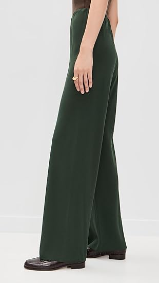 Photo 1 of vince medium satin forest green trouser pants with zip pockets womens
