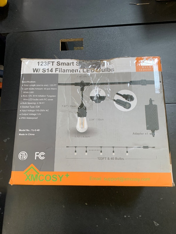 Photo 1 of XMCOSY+ Smart Outdoor String Lights, 123Ft LED Patio Lights Waterproof IP65, App Control, Compatible with Alexa, Dimmable Edison Bulbs Outdoor Light for Yard Porch Bistro Outside