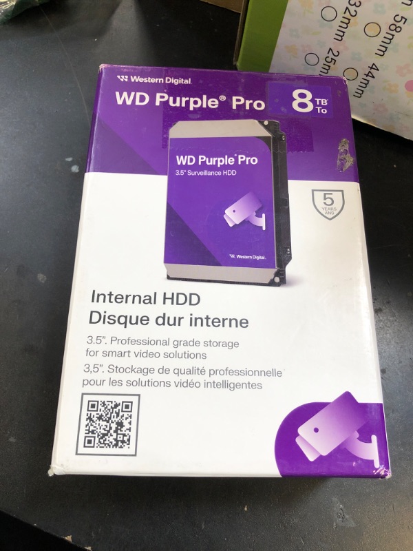 Photo 1 of Western Digital 8TB WD Purple Pro Surveillance Internal Hard Drive HDD - SATA 6 Gb/s, 256 MB Cache, 3.5" - WD8002PURP