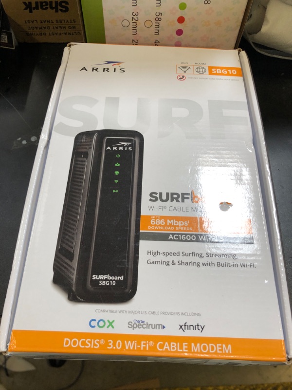 Photo 1 of ARRIS (SBG10) - Cable Modem Router Combo - DOCSIS 3.0 16 x 4 Gigabit & AC1600 WiFi, [Check with your provider for compatibility]400 Mbps Max Internet Speeds