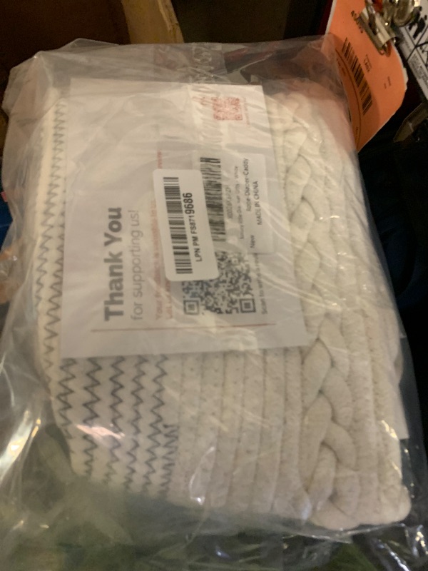 Photo 1 of luxury little Diaper Caddy Organizer, Large Cotton Rope Nursery Baby Basket, Changing Table Organizer for Baby Diaper Storage, Portable Car Organizer Removable Divider (Off White, Large)