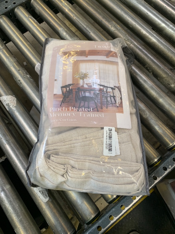 Photo 1 of Linen Curtains 100 Inches Long for Living Room 2 Panels Set Neutral Farmhouse Thick Flax Burlap Rings Hooks Back Tab Viral Pinch Pleated 100 Inch Curtain Drapes for Dining Bedroom Tan Beige