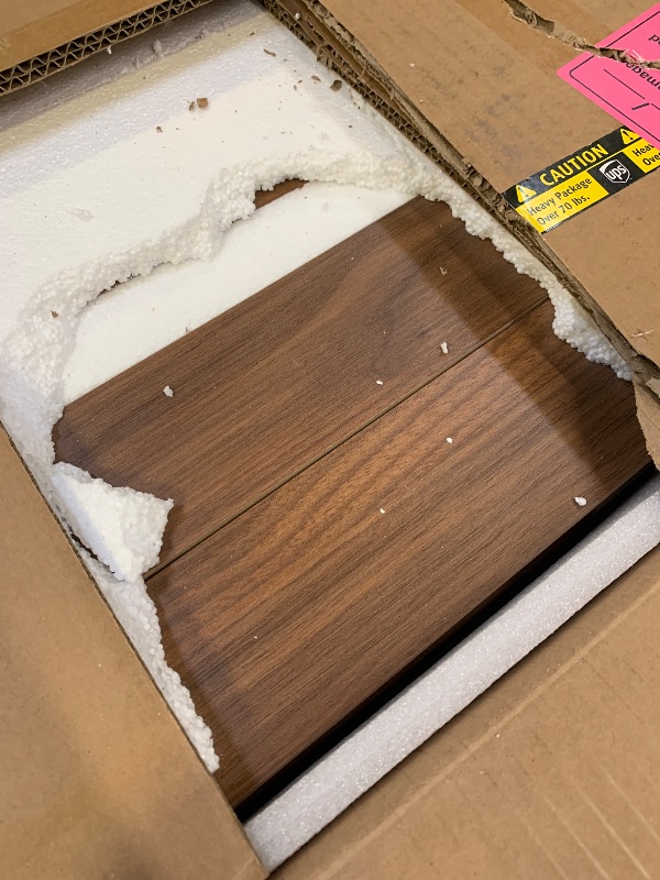 Photo 1 of COMUHOME Extendable Drop Leaf Foldable Dining Table with 2 Drawers and 4 Wheels for Living Room Kitchen Farmhouse Space Saving Table in Walnut