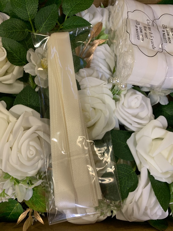 Photo 1 of DreamBuilt 10 Wedding Aisle Decorations for Wedding Ceremony White Wedding Chair Decorations Flowers for Wedding Aisle Decor Church Pew Decorations