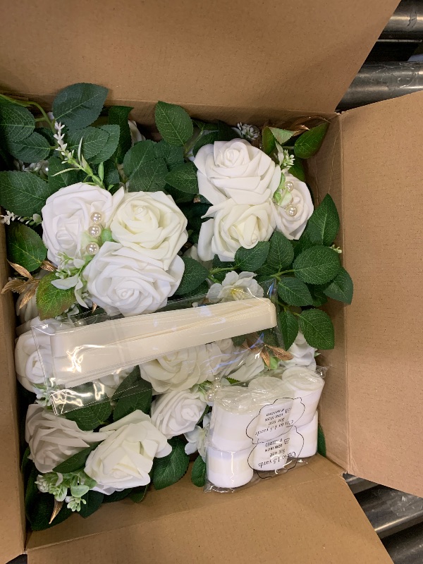 Photo 1 of DreamBuilt 10 Wedding Aisle Decorations for Wedding Ceremony White Wedding Chair Decorations Flowers for Wedding Aisle Decor Church Pew Decorations