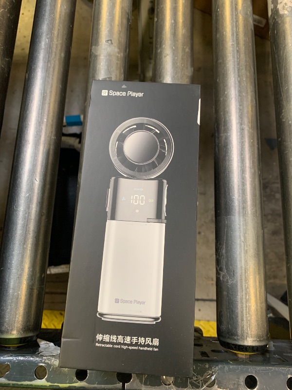 Photo 1 of SP Space Player Portable Handheld Turbo Fan with Ice Cooling, 9000mAh Rechargeable Personal Fan, 100-Speed Wind, Built-in Type-C Cable, LED Display,135° Tilt Foldable for Desk/Neck/Travel-White