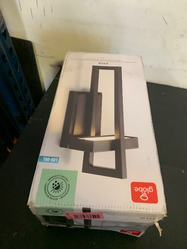 Photo 1 of GLOBE Electric 60000024 12W LED Integrated Outdoor Wall Sconce, Matte Black, 400 Lumens, 3000 Kelvin, 80 CRI, Weather Resistant Exterior Lighting for House, Patio Lights, Porch Decor