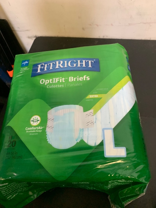 Photo 1 of FitRight Adult Diapers, Extra Heavy Absorbency, L (Waist Size 44in-56in), 20 Count, OptiFit Incontinence Briefs for Men and Women, Disposable, Moisture Wicking, Leak Protection,