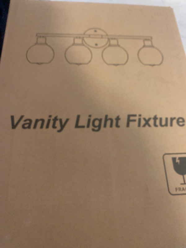 Photo 1 of Indoi 4-Light Bathroom Light Fixtures, Black Bathroom Lights Over Mirror with Clear Glass Globe Shade, Vanity Lights for Bathroom Kitchen Living Room Hallway Cabinet Bedroom Porch