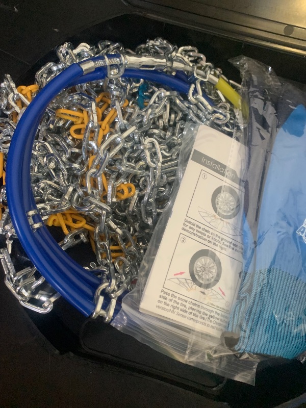 Photo 1 of Snow-Chains Auto Fixing 1 Min Quick Fit Easy Installation Tire-Chains, Portable Reusable Universal Emergency Tire Traction Chain for Passenger Car, Pickup Trucks and SUV - Set of 2