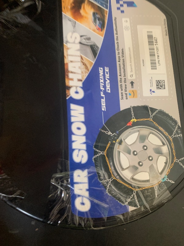 Photo 1 of Snow-Chains Auto Fixing 1 Min Quick Fit Easy Installation Tire-Chains, Portable Reusable Universal Emergency Tire Traction Chain for Passenger Car, Pickup Trucks and SUV - Set of 2