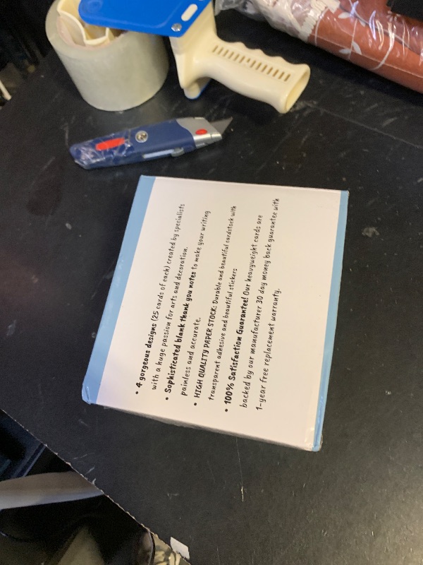 Photo 1 of 100 Bulk Light blue Thank You Cards with white Envelopes and stickers - 4 Minimalistic Designs Blank Thank You Notes with Envelopes for business Wedding Bridal Gift Baby Shower Business Graduation