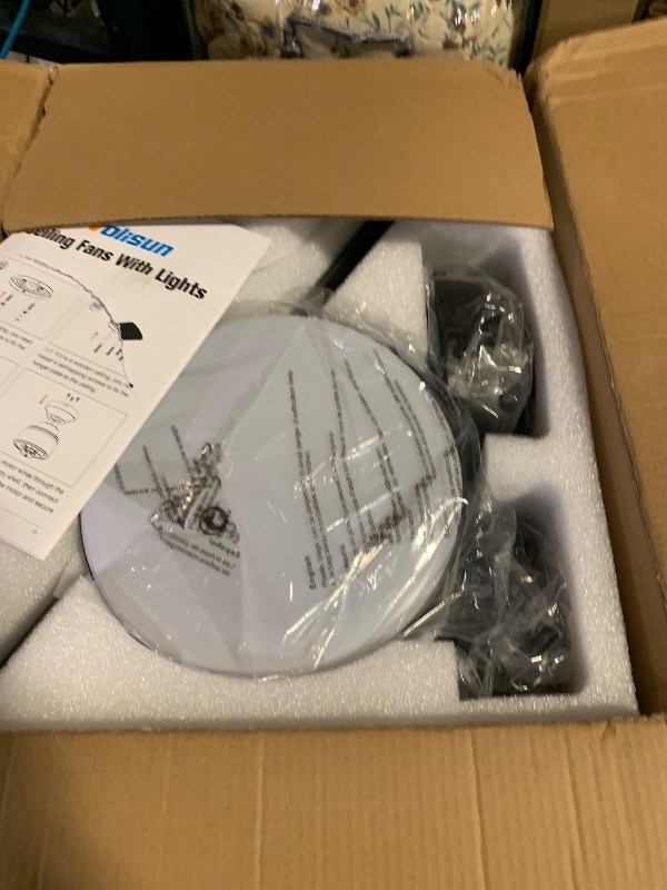 Photo 1 of VOLISUN 52 Inch Ceiling Fan with Lights Flush Mount, Low Profile Ceiling Fans with Lights, Remote&APP Control,Dimmable 22W LED Light,Queit&Reversible Fan, Black Ceilings Fans for Bedroom, Living Room