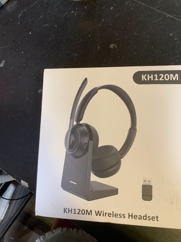 Photo 1 of (2025 Upgraded) Wireless Headset with Mic for Work, Bluetooth Headset with Noise Canceling Microphone with Dongle, Charging Base & Mic Mute, Wireless Headphones for Work from Home/PC/Computer
