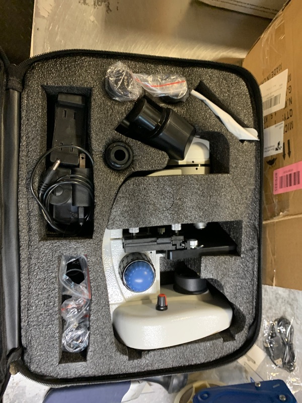 Photo 1 of Adult Trinocular Microscope WF10x and WF25x Eyepieces 40X-5000X Magnification, Digital Lab Trinocular Compound LED Microscope (Trinocular Microscope with Electronic Eyepieces)